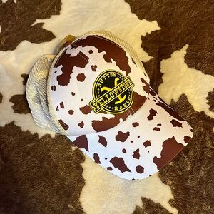 Cow print Yellowstone Dutton ranch ball cap pony tail cutout